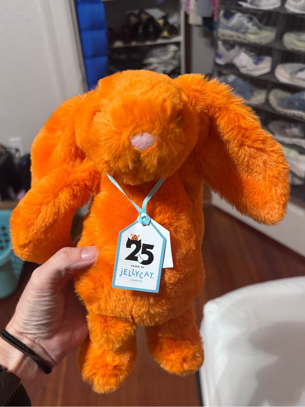 NWT Jellycat 25th Anniversary Retired, Rare Medium Bashful Luxe Amberly Bunny - Picture 3 of 15